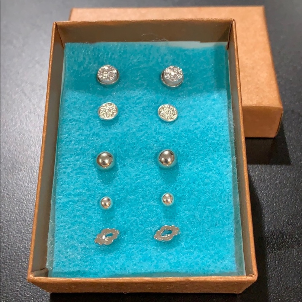 Silver Tone Stud Style Earrings